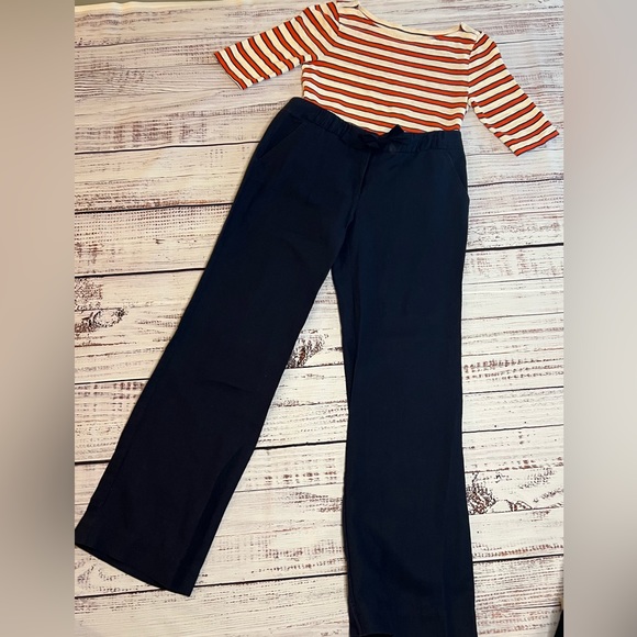 J Crew painter tee size M medium orange cream navy 3/4 sleeve - Picture 2 of 5